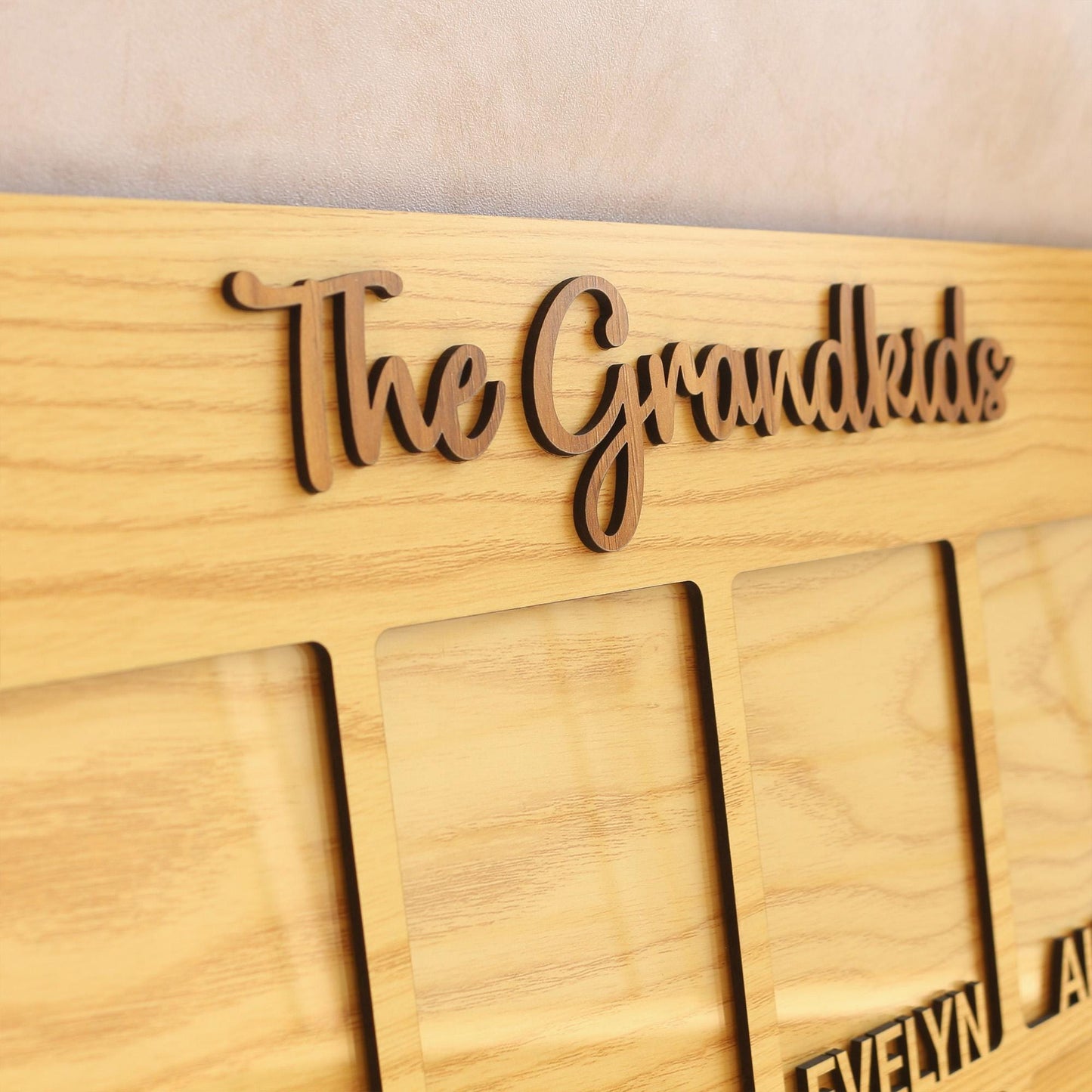 Personalized Grandchildren Picture Frame: Baltic Birch Wood Grandparent Gift