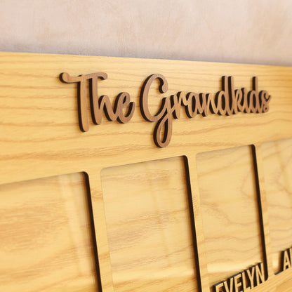Personalized Grandchildren Picture Frame: Baltic Birch Wood Grandparent Gift