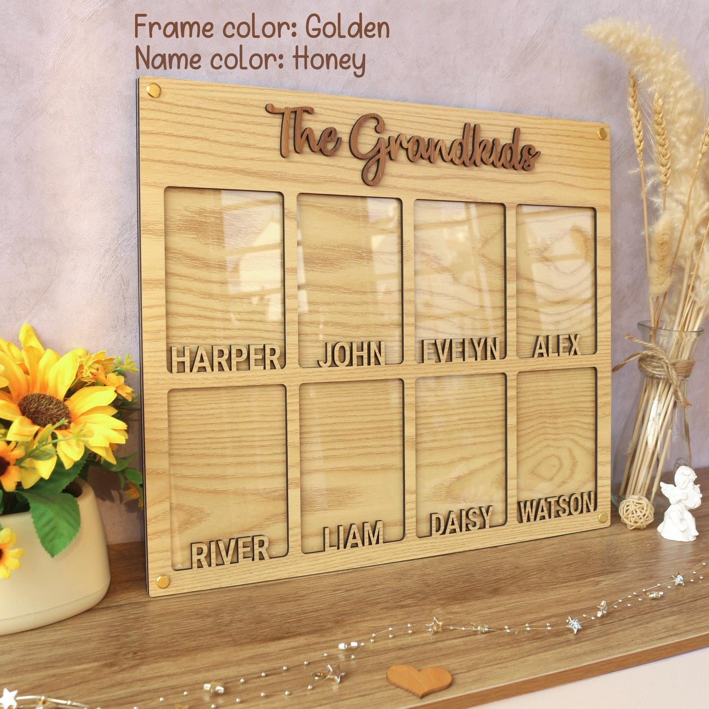Personalized Grandchildren Picture Frame: Baltic Birch Wood Grandparent Gift