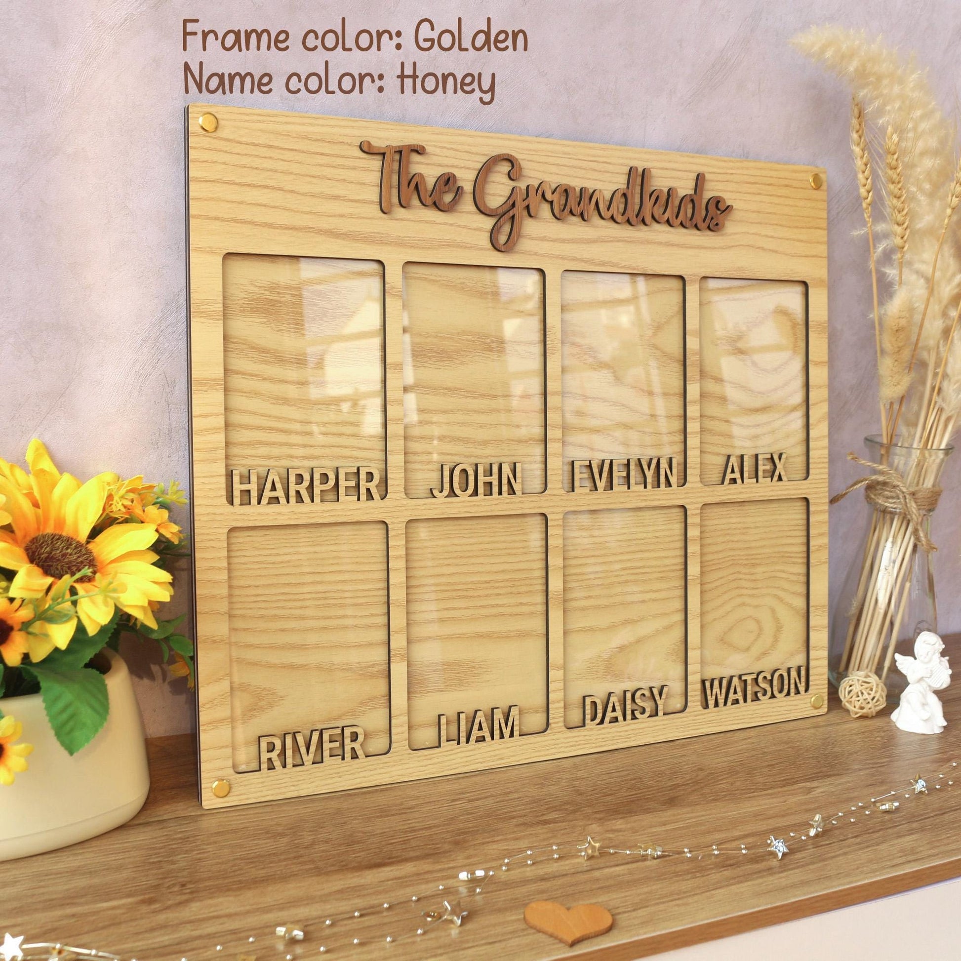 Personalized Grandchildren Picture Frame: Baltic Birch Wood Grandparent Gift
