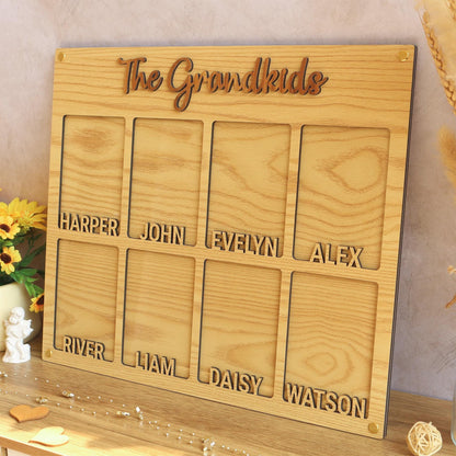 Personalized Grandchildren Picture Frame: Baltic Birch Wood Grandparent Gift
