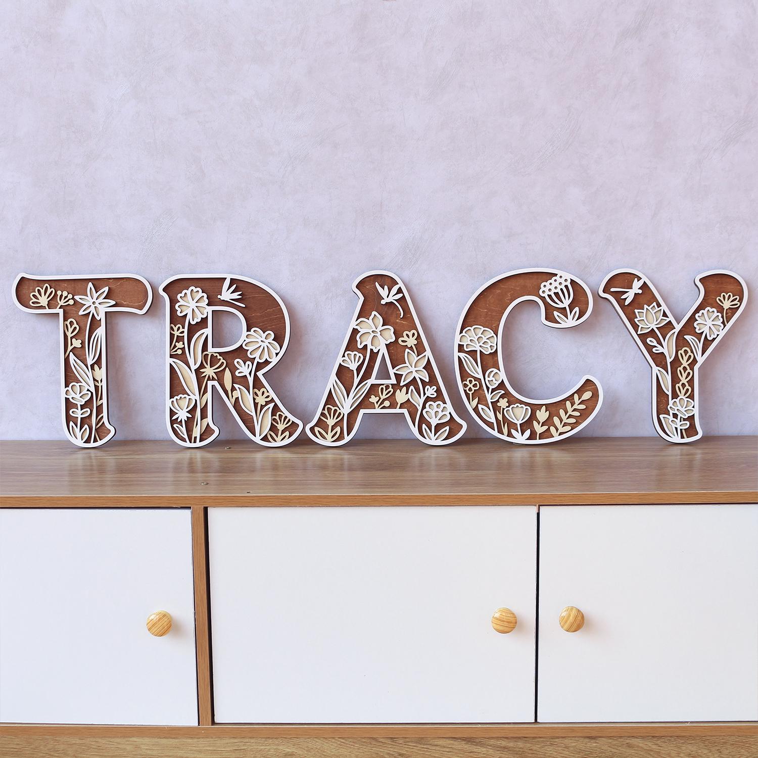 Wildflower Nursery Letter: 3D Wooden Floral Wall Art