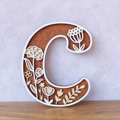 Wildflower Nursery Letter: 3D Wooden Floral Wall Art