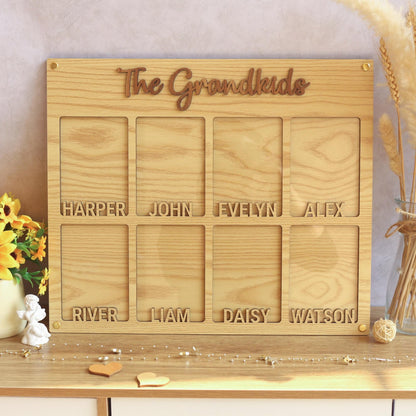 Personalized Grandchildren Picture Frame: Baltic Birch Wood Grandparent Gift