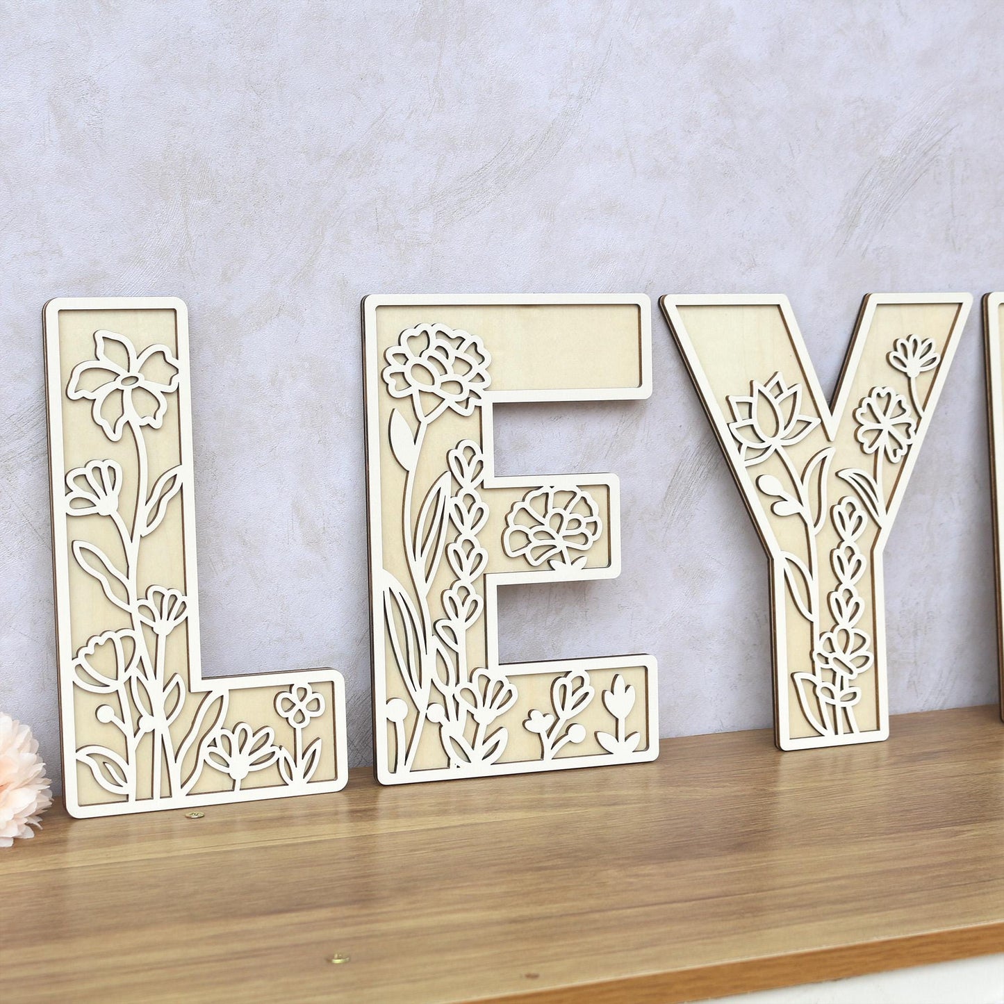 Wildflower Wooden Name Sign: 3D Floral Nursery Decor Letters