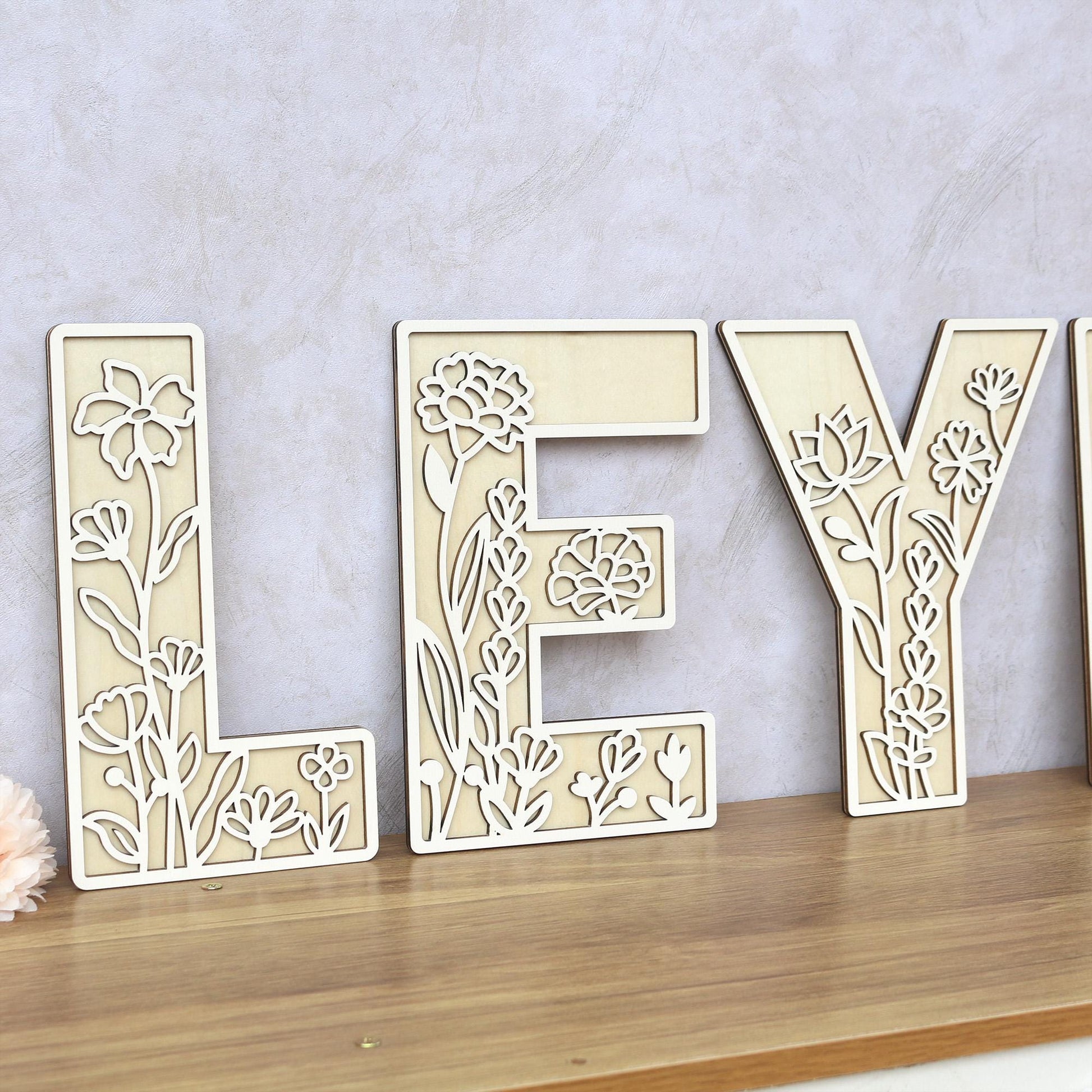 Wildflower Wooden Name Sign: 3D Floral Nursery Decor Letters