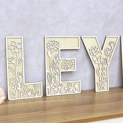Wildflower Wooden Name Sign: 3D Floral Nursery Decor Letters