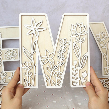 Wildflower Wooden Name Sign: 3D Floral Nursery Decor Letters