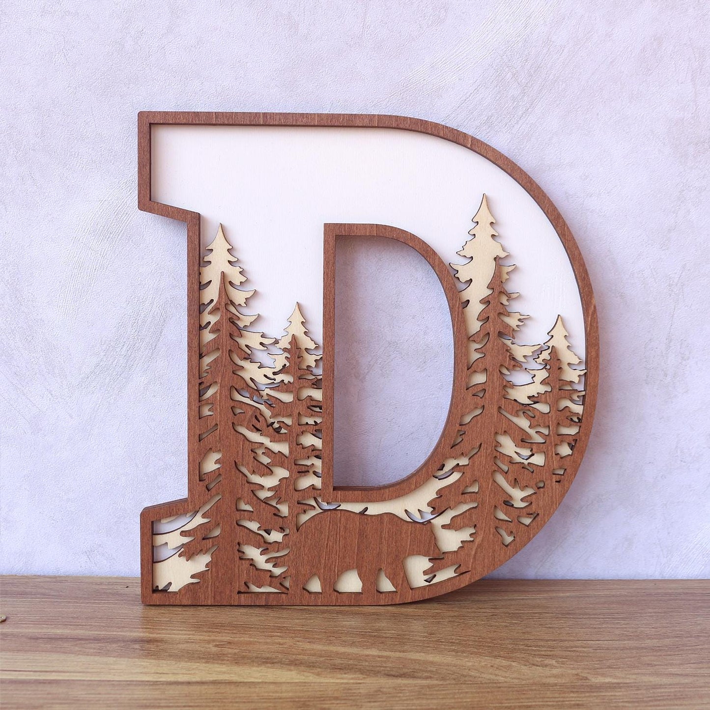 Rustic Wooden Name Sign: 3D Layered Forest Letters