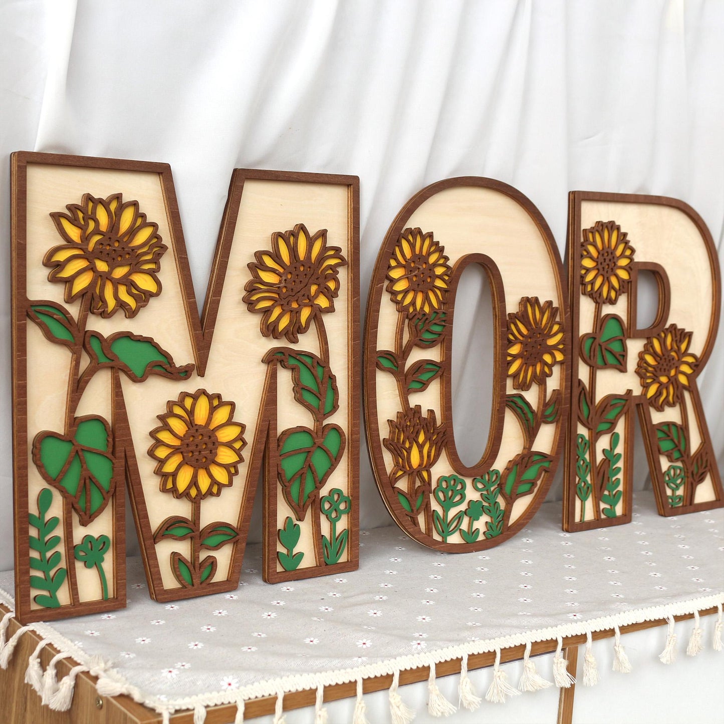 Sunflower Nursery Name Sign: 3D Wooden Floral Wall Art
