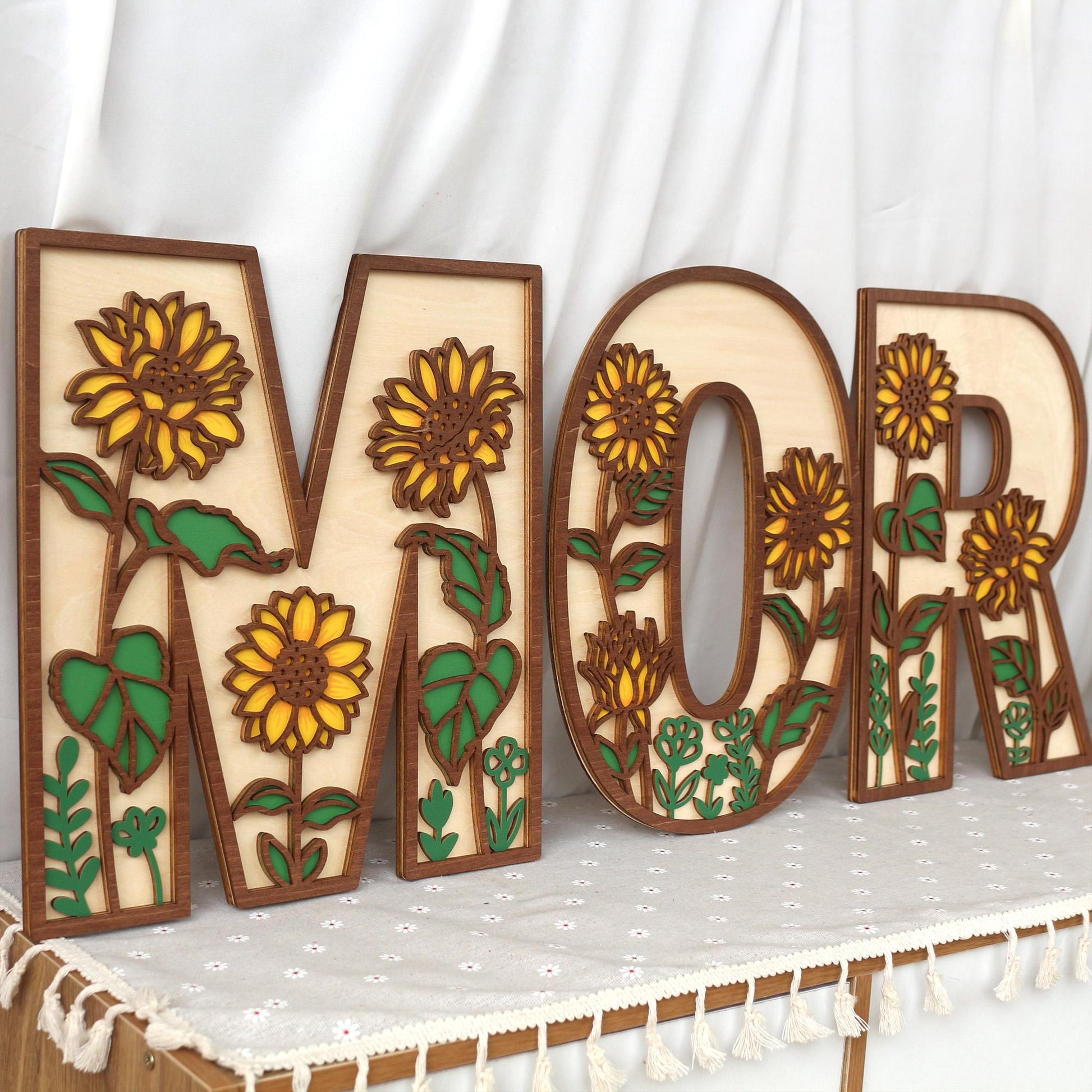 Sunflower Nursery Name Sign: 3D Wooden Floral Wall Art