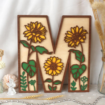 Sunflower Nursery Name Sign: 3D Wooden Floral Wall Art