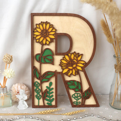 Sunflower Nursery Name Sign: 3D Wooden Floral Wall Art
