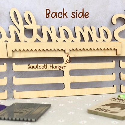 Personalized Gymnastics Medal Hanger: Wooden Bedroom Wall Art