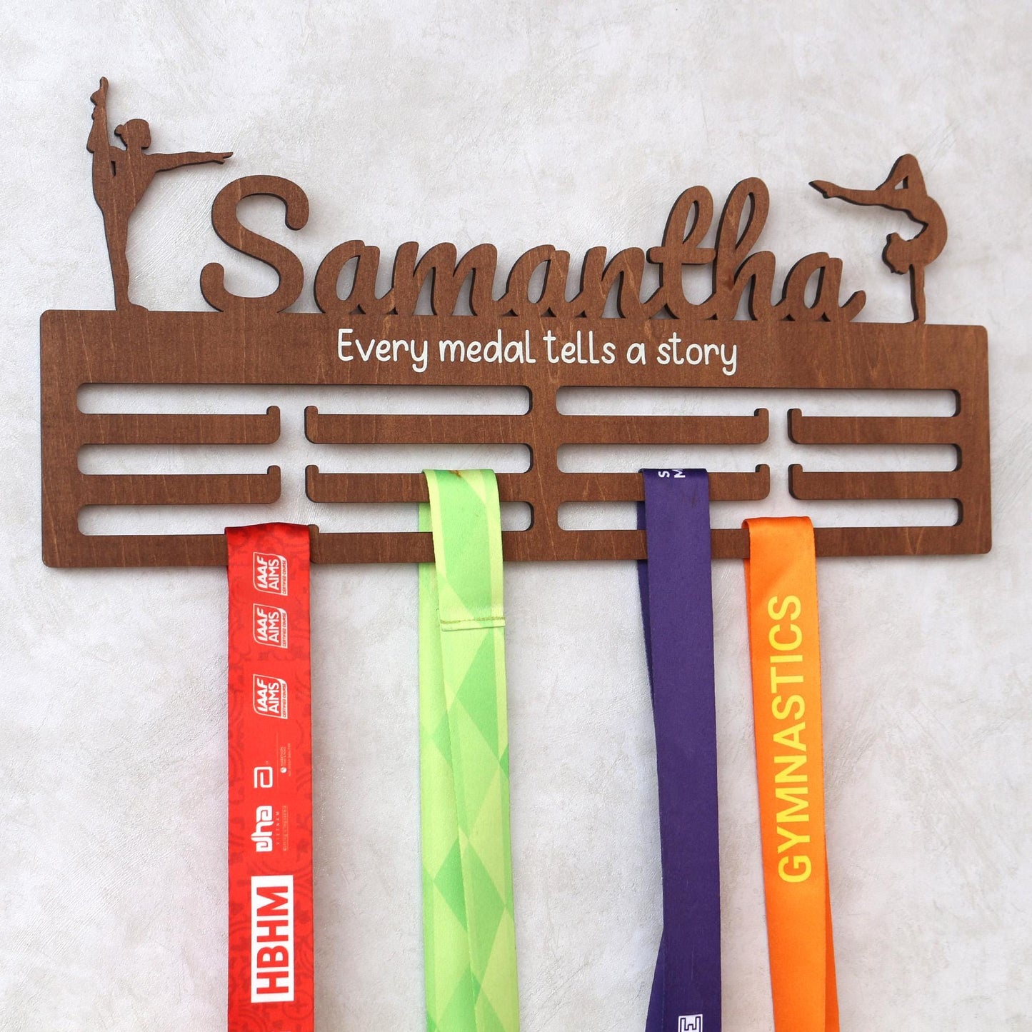Personalized Gymnastics Medal Hanger: Wooden Bedroom Wall Art