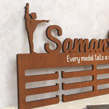 Personalized Gymnastics Medal Hanger: Wooden Bedroom Wall Art