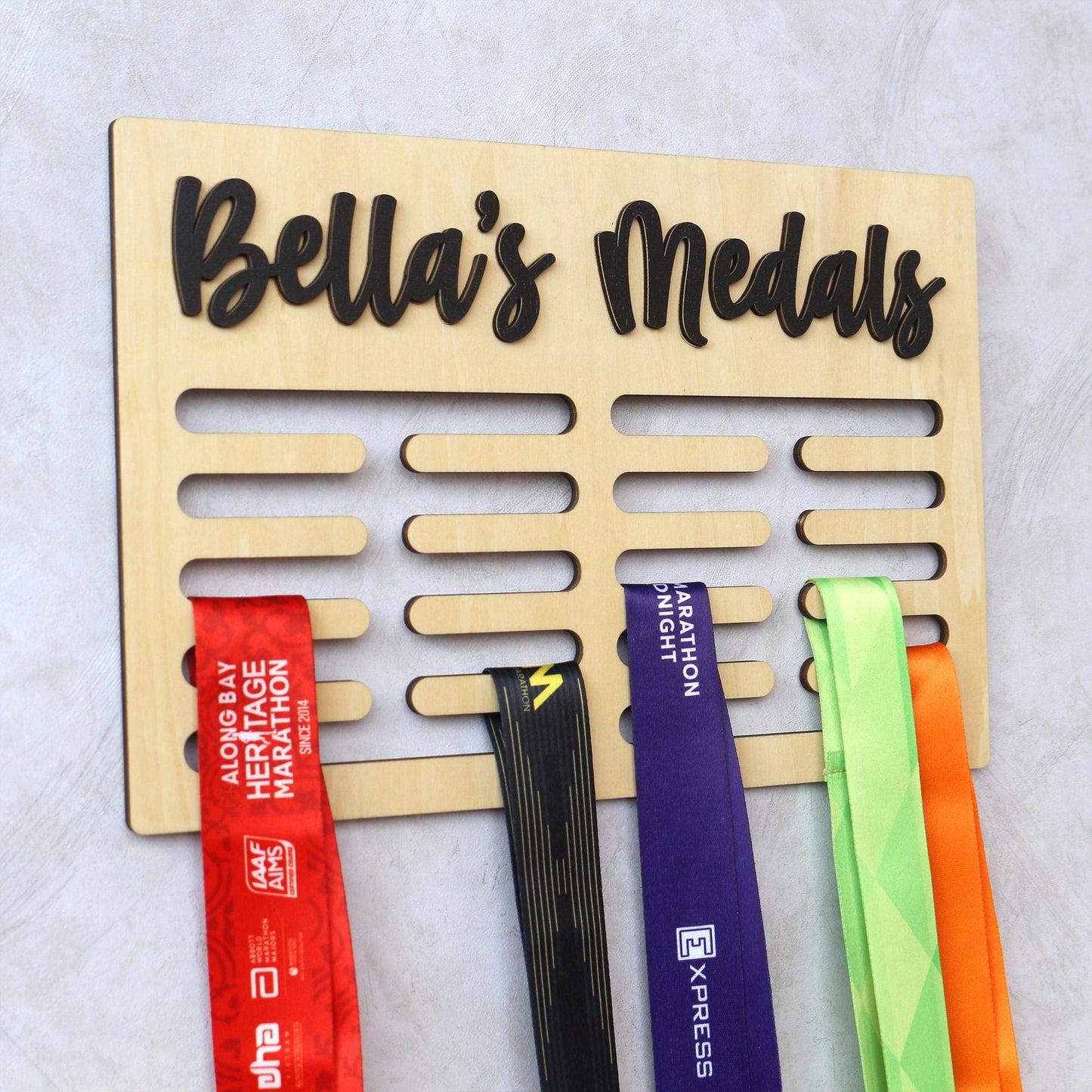 Personalized Wooden Medal Holder: Custom Sport & Name Sign