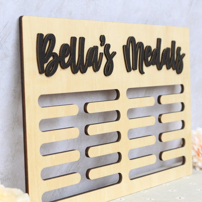 Personalized Wooden Medal Holder: Custom Sport & Name Sign