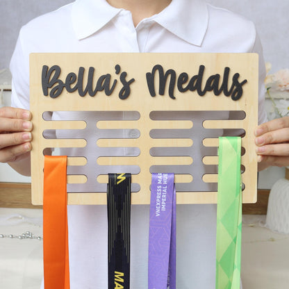 Personalized Wooden Medal Holder: Custom Sport & Name Sign