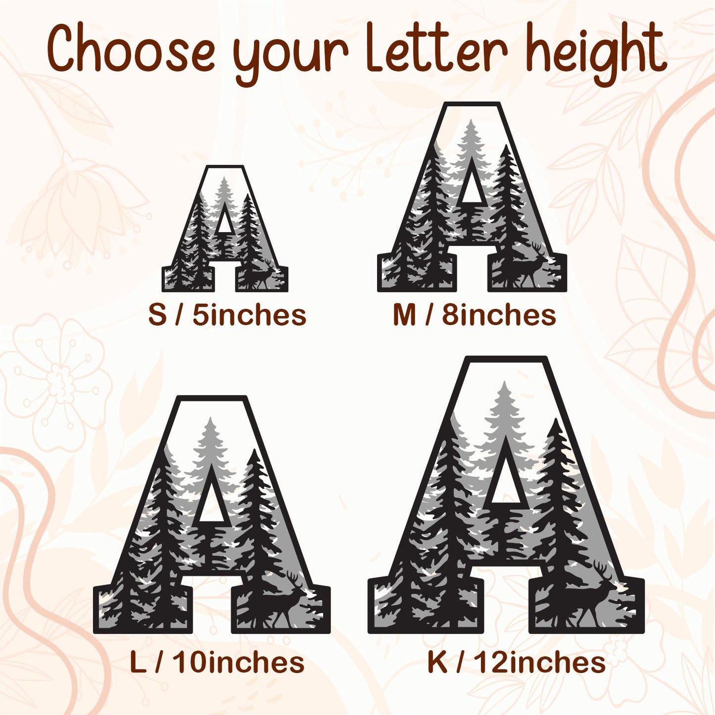 3D Wooden Forest Letter: Rustic Boho Name Sign