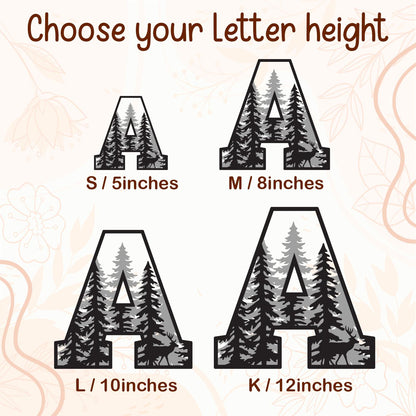 3D Wooden Forest Letter: Rustic Boho Name Sign