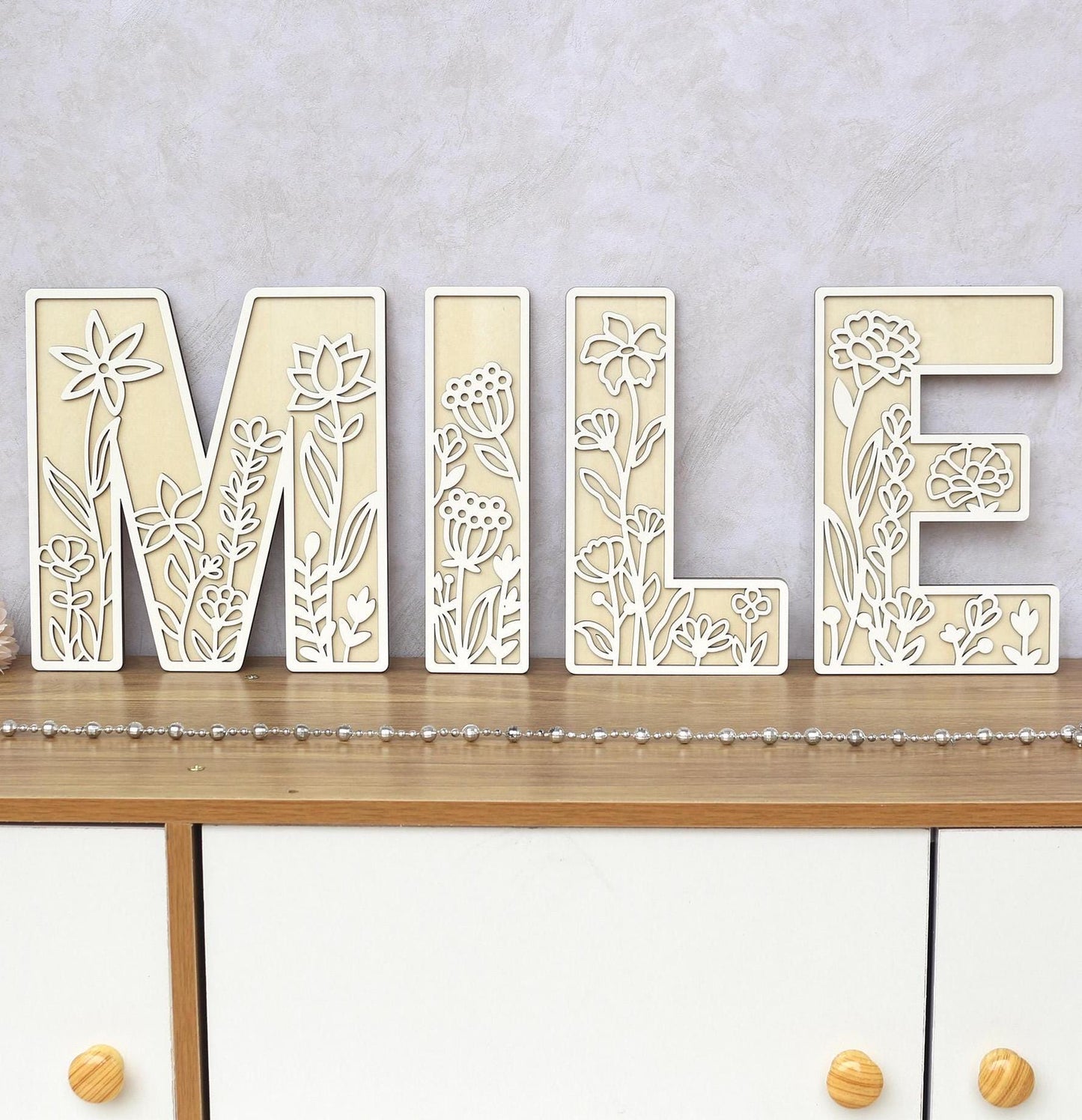 Wildflower Wooden Name Sign: 3D Floral Nursery Decor Letters