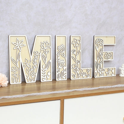 Wildflower Wooden Name Sign: 3D Floral Nursery Decor Letters