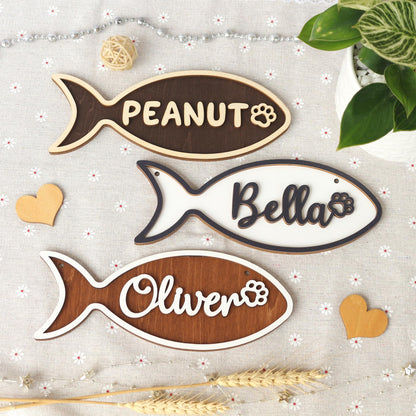 Wooden Cat Name Tag – Personalized Pet Name Sign for Pet House, Room, Crate, Kennel, or Feeding Area – Dog Plaque – Cat House Sign