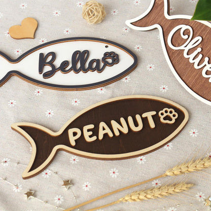 Wooden Cat Name Tag – Personalized Pet Name Sign for Pet House, Room, Crate, Kennel, or Feeding Area – Dog Plaque – Cat House Sign