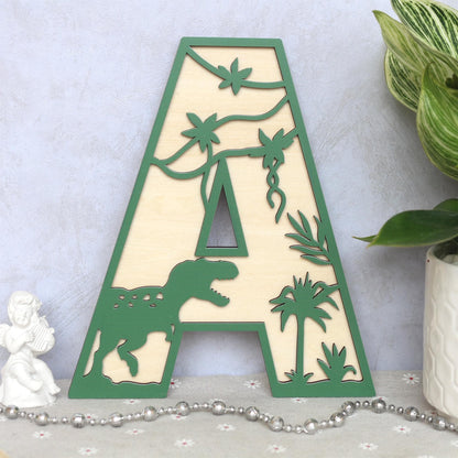 Personalized Dinosaur Name Sign: 3D Wooden Letters, Nursery Decor