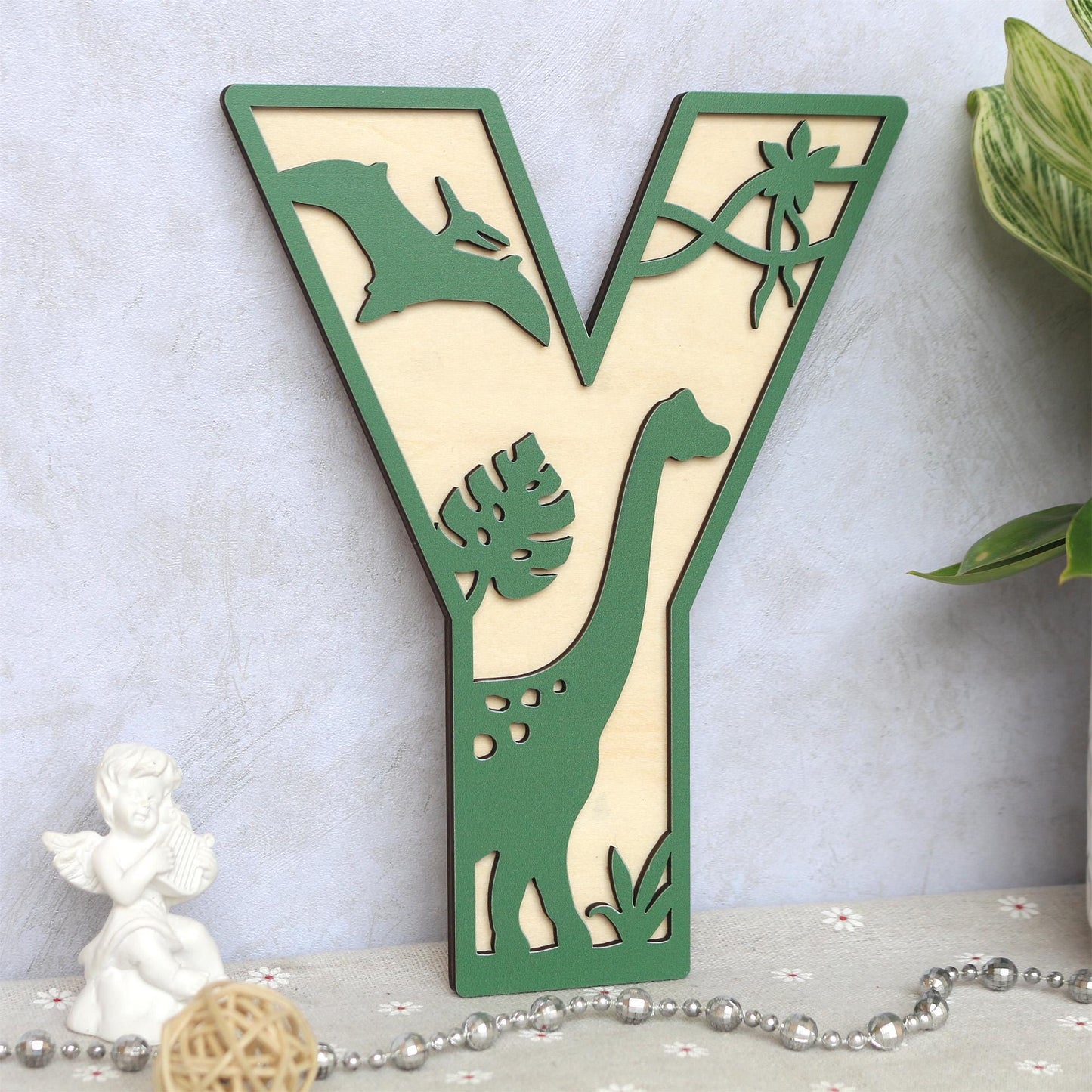 Personalized Dinosaur Name Sign: 3D Wooden Letters, Nursery Decor