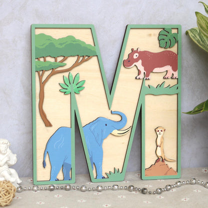 Safari Nursery Decor: Custom 3D Wooden Name Sign
