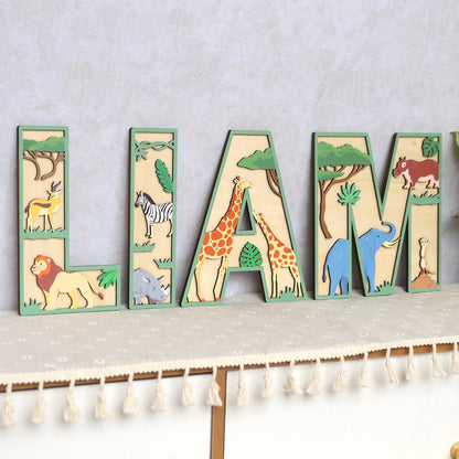 Safari Name Sign - Safari Letters- Personalised Name Sign - Custom Name Decor - Safari Wall Art - Baby Gift - Nursery Decor