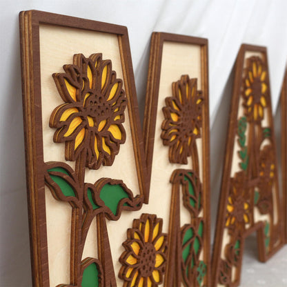 Sunflower Nursery Name Sign: 3D Wooden Floral Wall Art