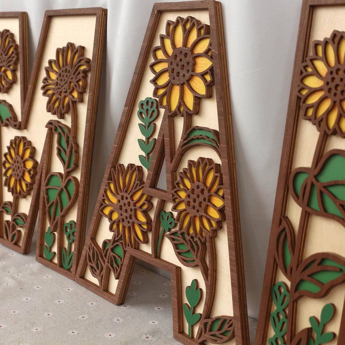 Sunflower Nursery Name Sign: 3D Wooden Floral Wall Art