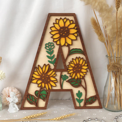Sunflower Nursery Name Sign: 3D Wooden Floral Wall Art