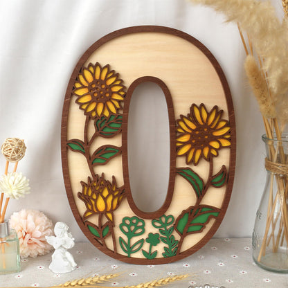 Sunflower Nursery Name Sign: 3D Wooden Floral Wall Art