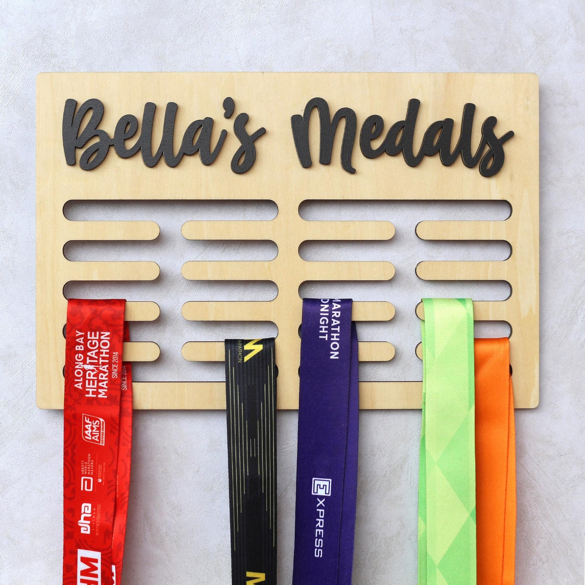 Personalized Wooden Medal Holder: Custom Sport & Name Sign