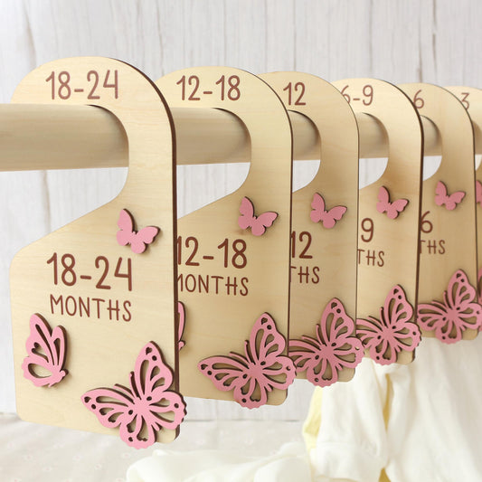 Butterfly Baby Closet Dividers: Wooden Nursery Organizer