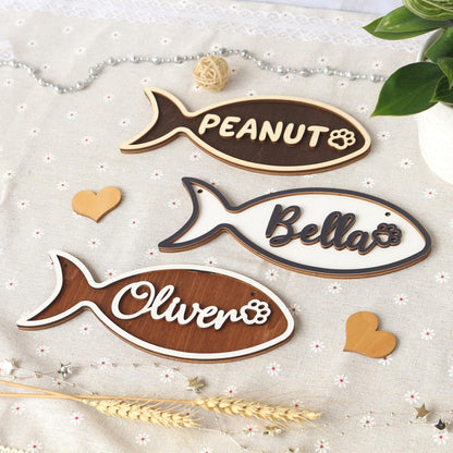 Wooden Cat Name Tag – Personalized Pet Name Sign for Pet House, Room, Crate, Kennel, or Feeding Area – Dog Plaque – Cat House Sign