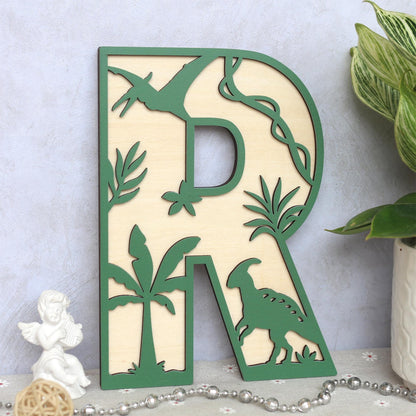 Personalized Dinosaur Name Sign: 3D Wooden Letters, Nursery Decor