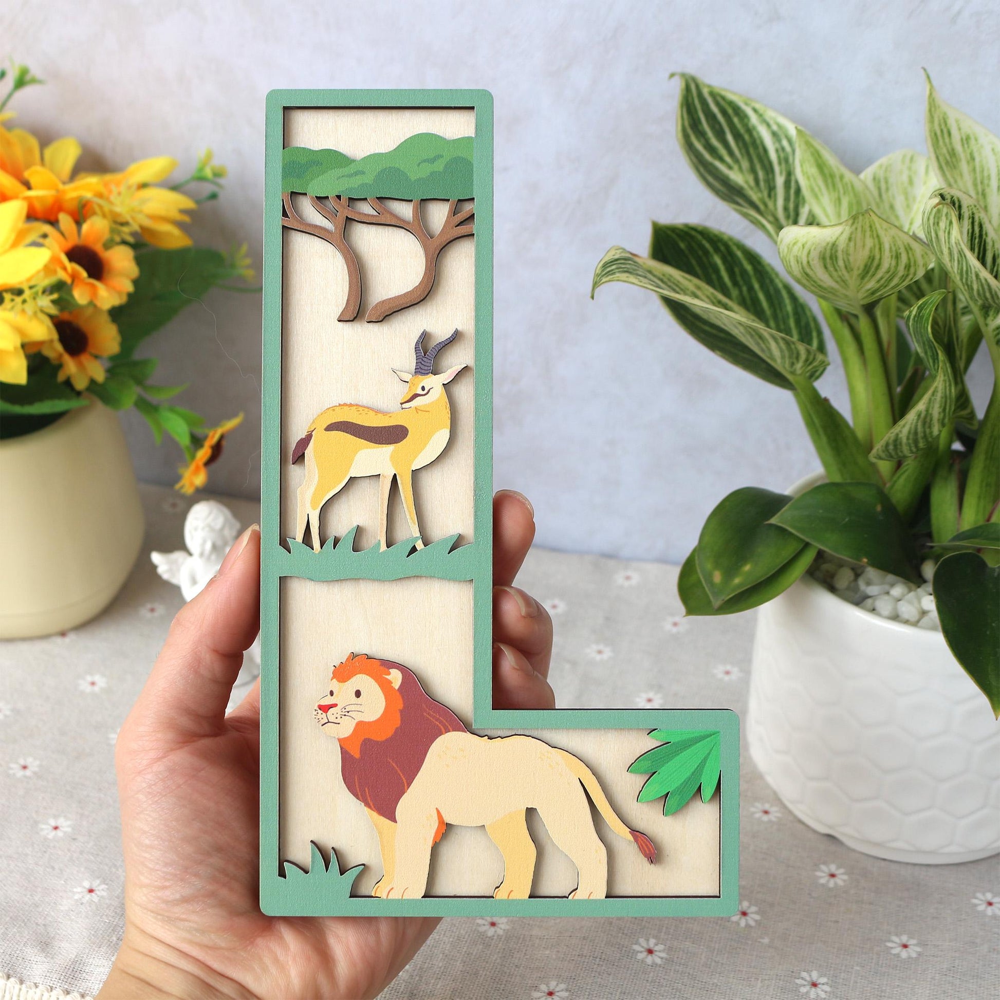 Safari Nursery Decor: Custom 3D Wooden Name Sign