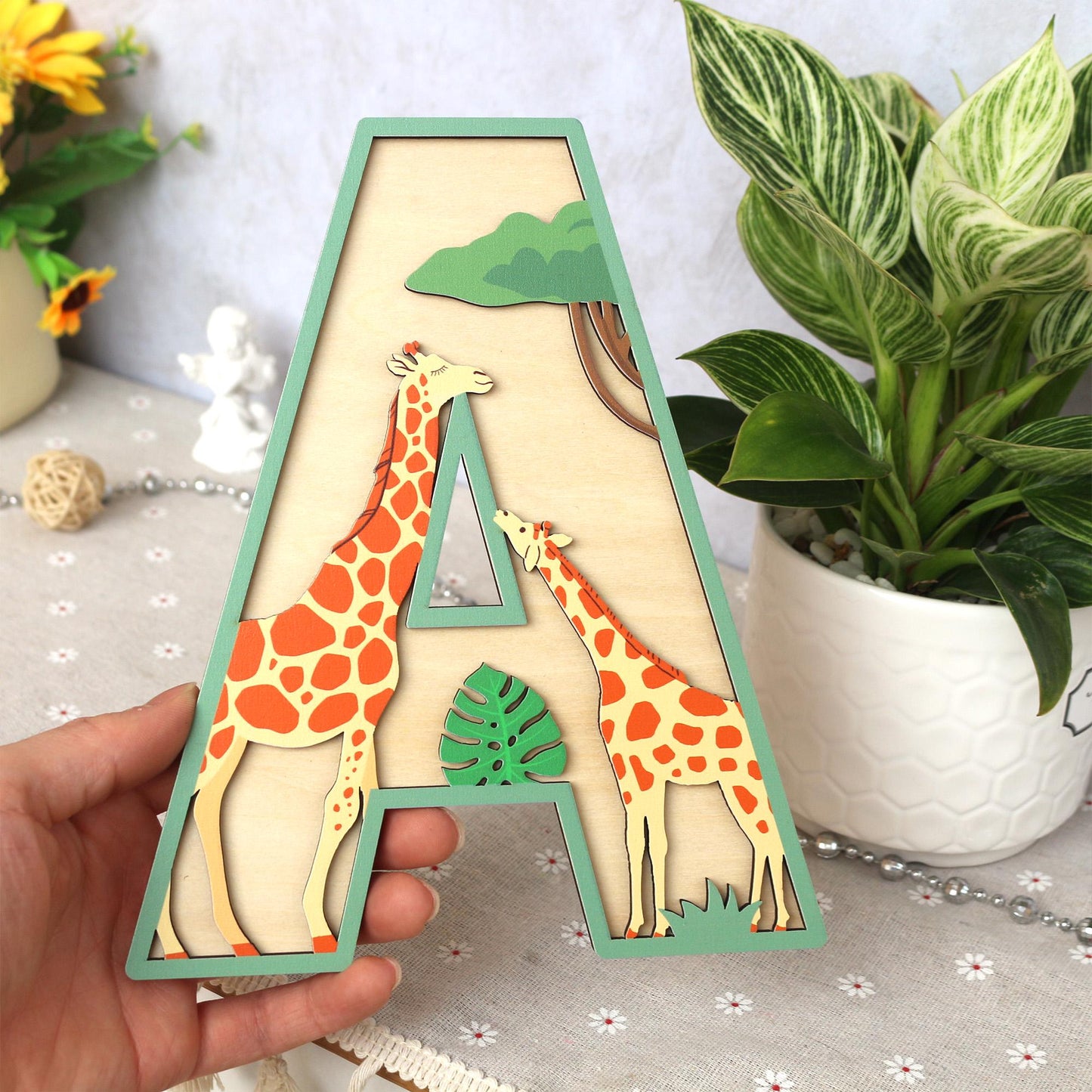 Safari Nursery Decor: Custom 3D Wooden Name Sign