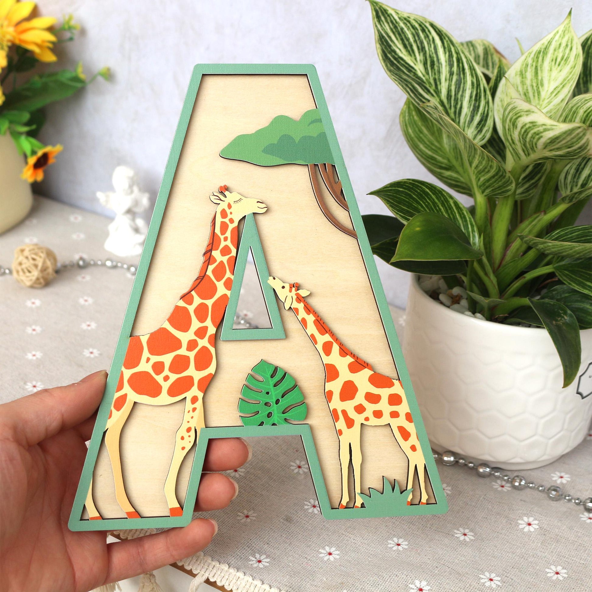 Safari Nursery Decor: Custom 3D Wooden Name Sign