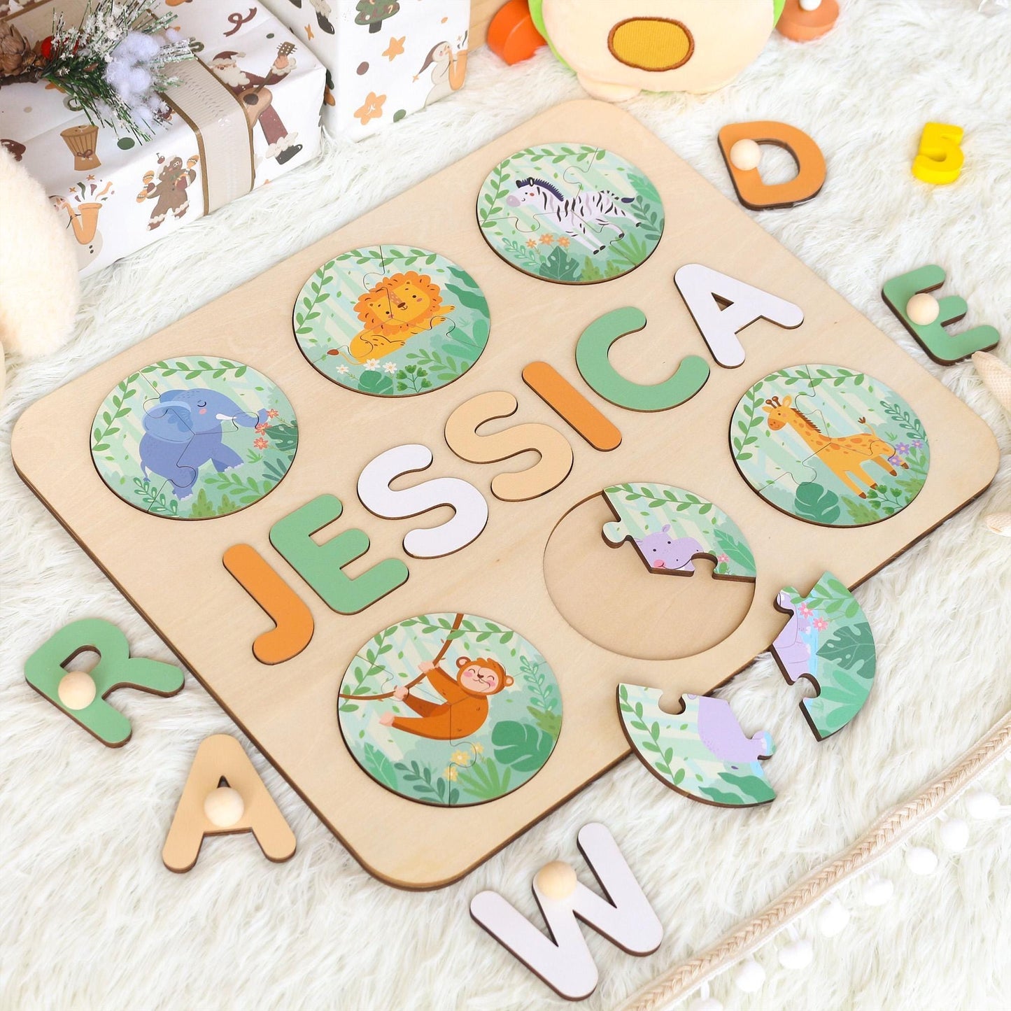 Personalized Name Puzzle | New Baby Gifts | 1st Birthday Gift | First Christmas Gift For Toddlers | Baby Shower Gift | Nursery Decor
