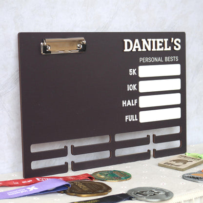Running Medal and Personal Bests Display Board | Personal Bests Chalkboard Design | Running Medal and Bib Display Rack | Gifts for Runners