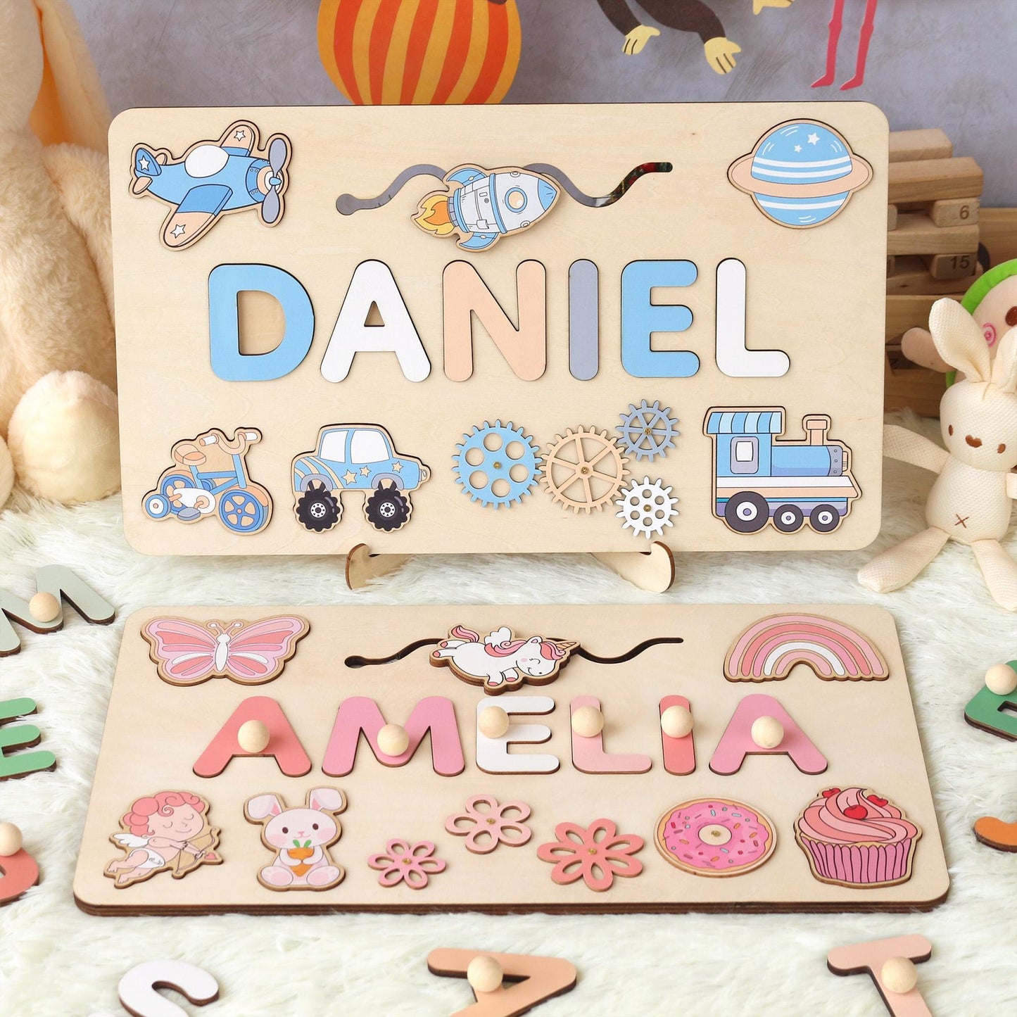 Personalized Montessori Busy Board: Sensory Puzzle Toy, First Birthday Gift