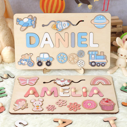 Personalized Montessori Busy Board: Sensory Puzzle Toy, First Birthday Gift