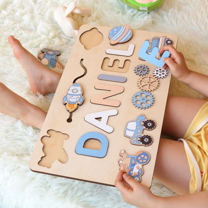 Personalized Montessori Busy Board: Sensory Puzzle Toy, First Birthday Gift