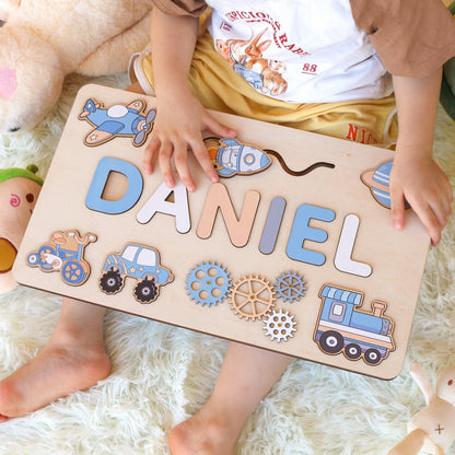 Montessori Busy Board | Personalized Birthday Gift | 1st Birthday Baby Boy Gifts Puzzle Sensory Wooden Toys First Christmas Gift for Kids
